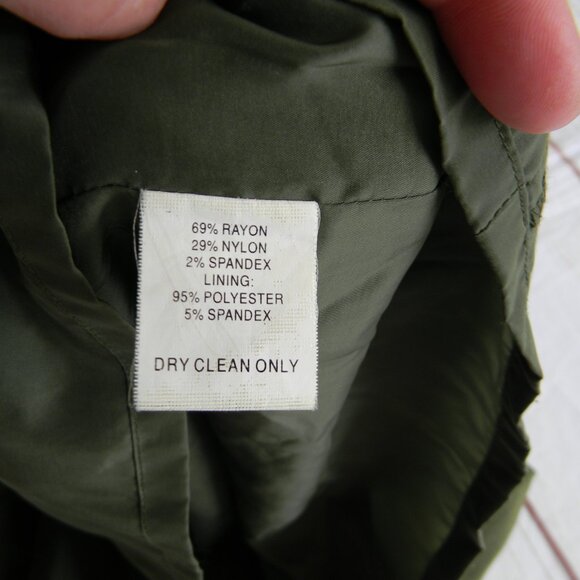 Trina Turk Tonal Stitching Lined Mills Ponte Olive Green Mini Skirt Size 8 - Picture 5 of 5